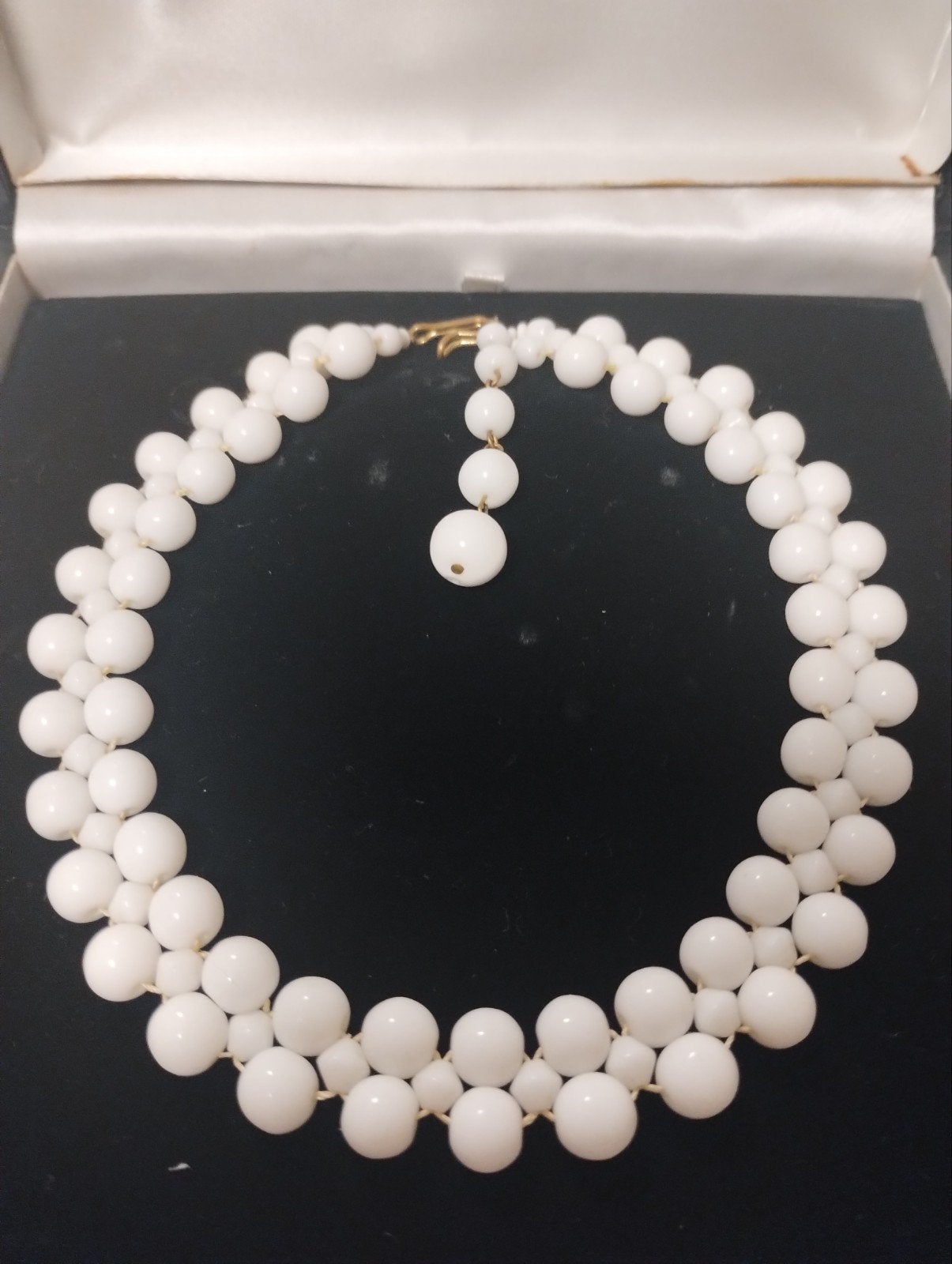 Vintage jaren vijftig melk glas beads collier, Sieraden, Tassen en Uiterlijk, Ophalen of Verzenden