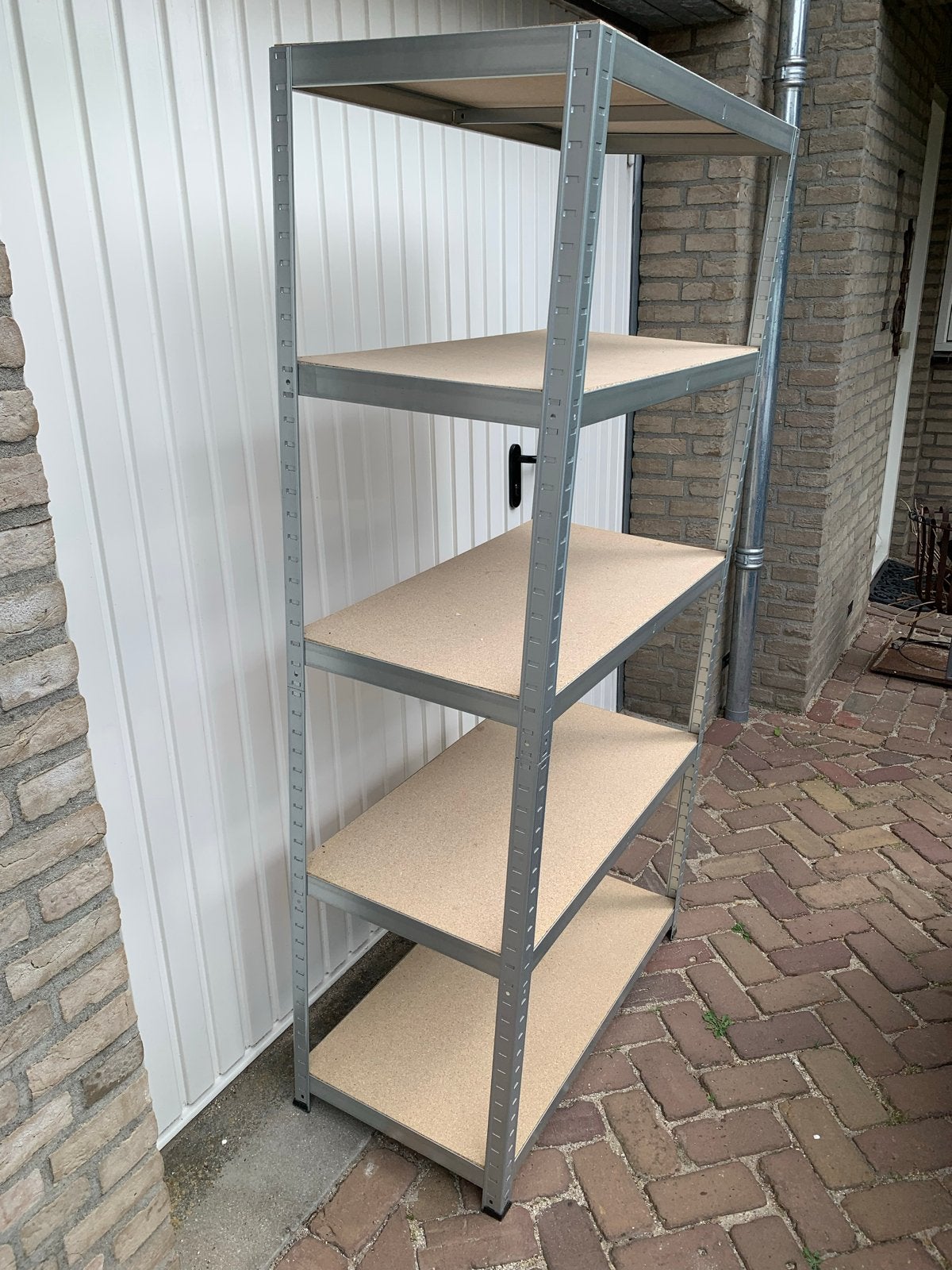 Stevige metalen stellingkast met 5 planken, Ophalen, Gebruikt