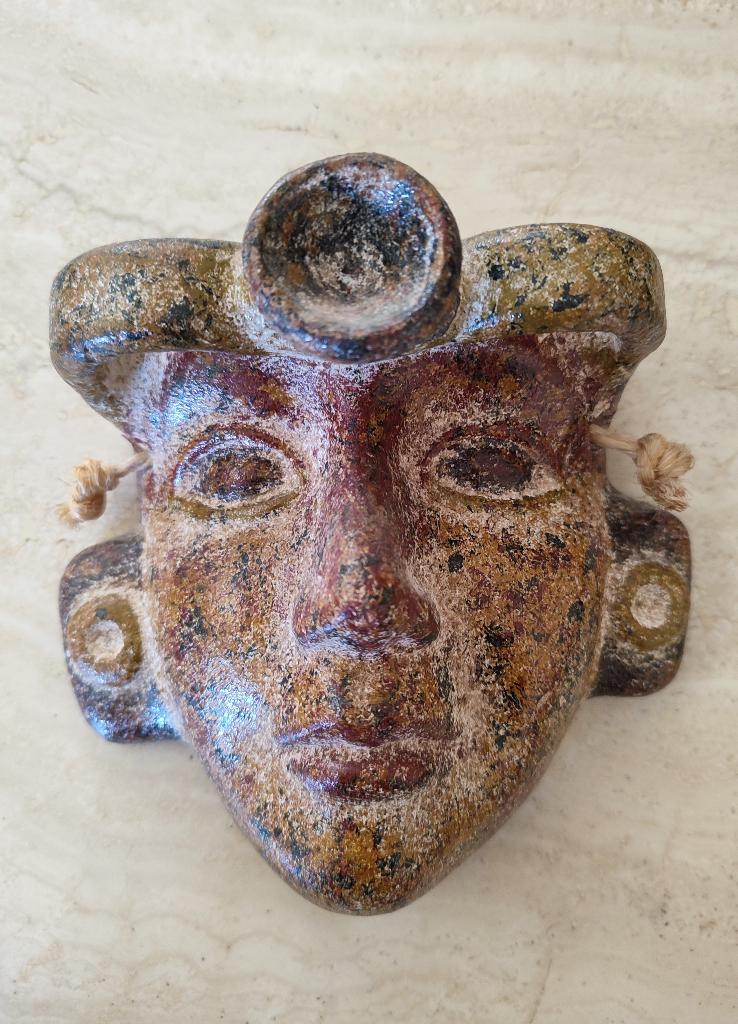 Mexico handgemaakt muurmasker naar precolumbiaanse kunst, Steen/keramiek, Verzenden, Masker, 14 cm