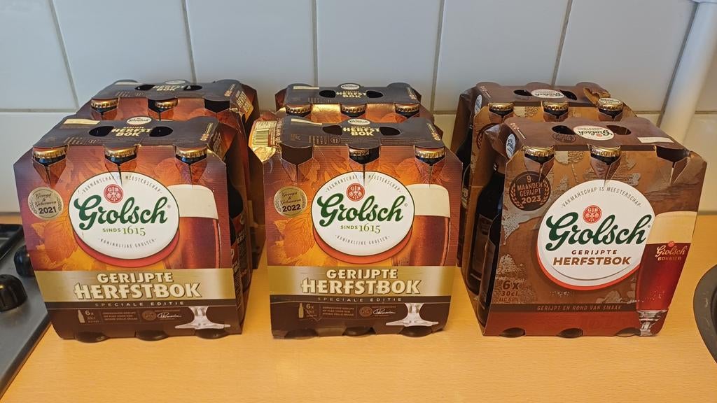grolsch gerijpte herfstbok 3 jaargangen, Verzamelen, Biermerken, Ophalen, Nieuw, Flesje(s), Grolsch