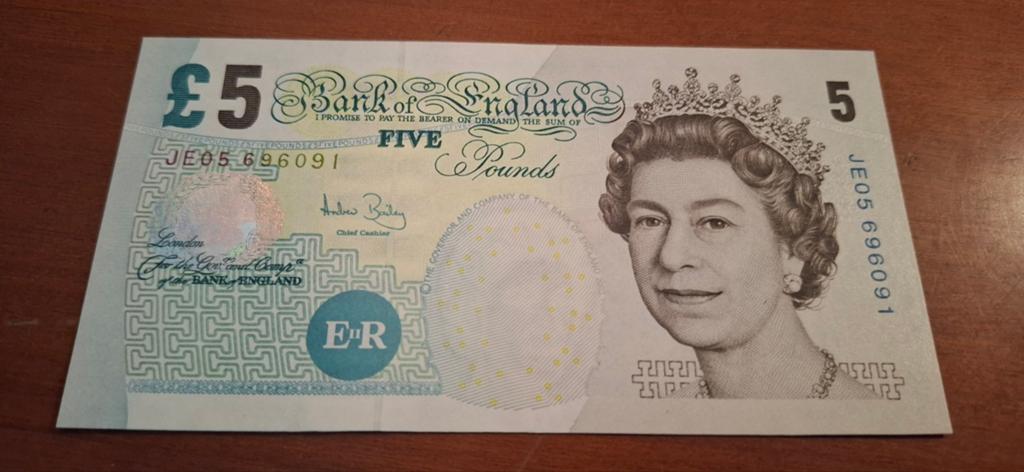 Engels 5 Pond Biljet - Koningin Elizabeth II, Postzegels en Munten, Bankbiljetten | Europa | Niet-Eurobiljetten, Ophalen of Verzenden