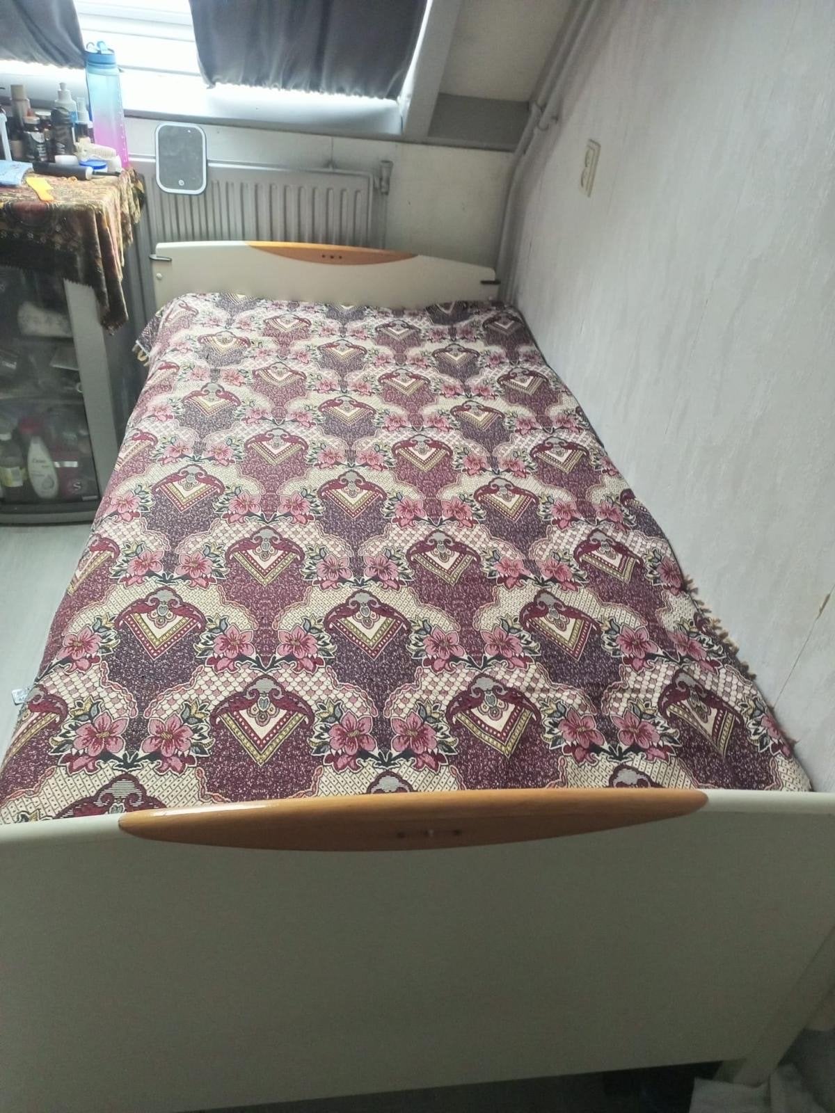 Verstelbaar eenpersoonsbed met matras, Ophalen, 90 cm, Eenpersoons, Wit