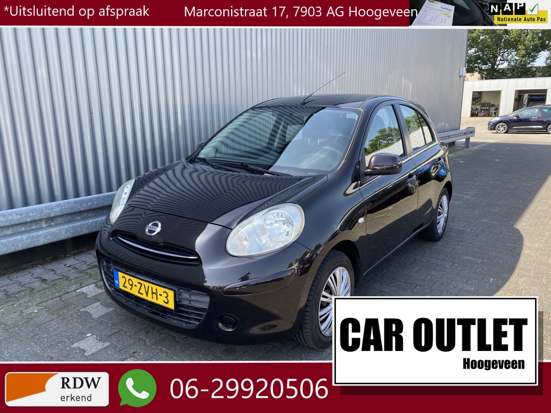 Nissan Micra 1.2 DIG-S Acenta AUTOMAAT, Airconditioning & z., Auto's, Nissan, Euro 5, Stof, Zwart, Overige kleuren