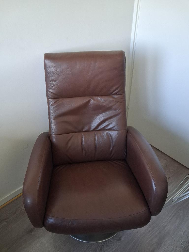 Leren stoel, Huis en Inrichting, Stoelen, Ophalen, Gebruikt, Bruin, Eén