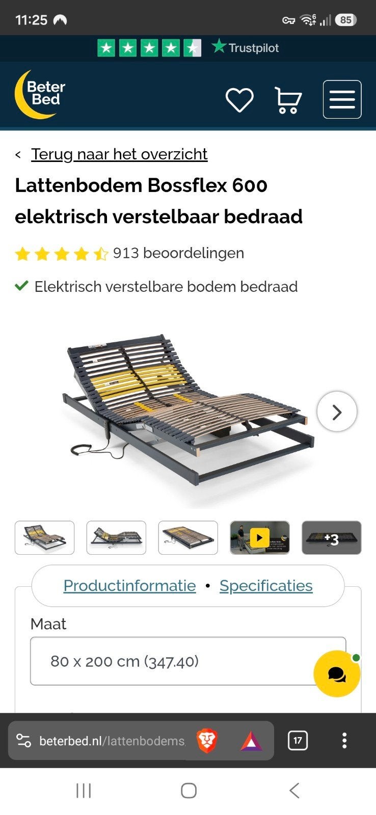 Beter Bed Bossflex 600 Elektrisch Verstelbare Lattenbodem, Verstelbaar, Eenpersoons, Zwart, Ophalen of Verzenden