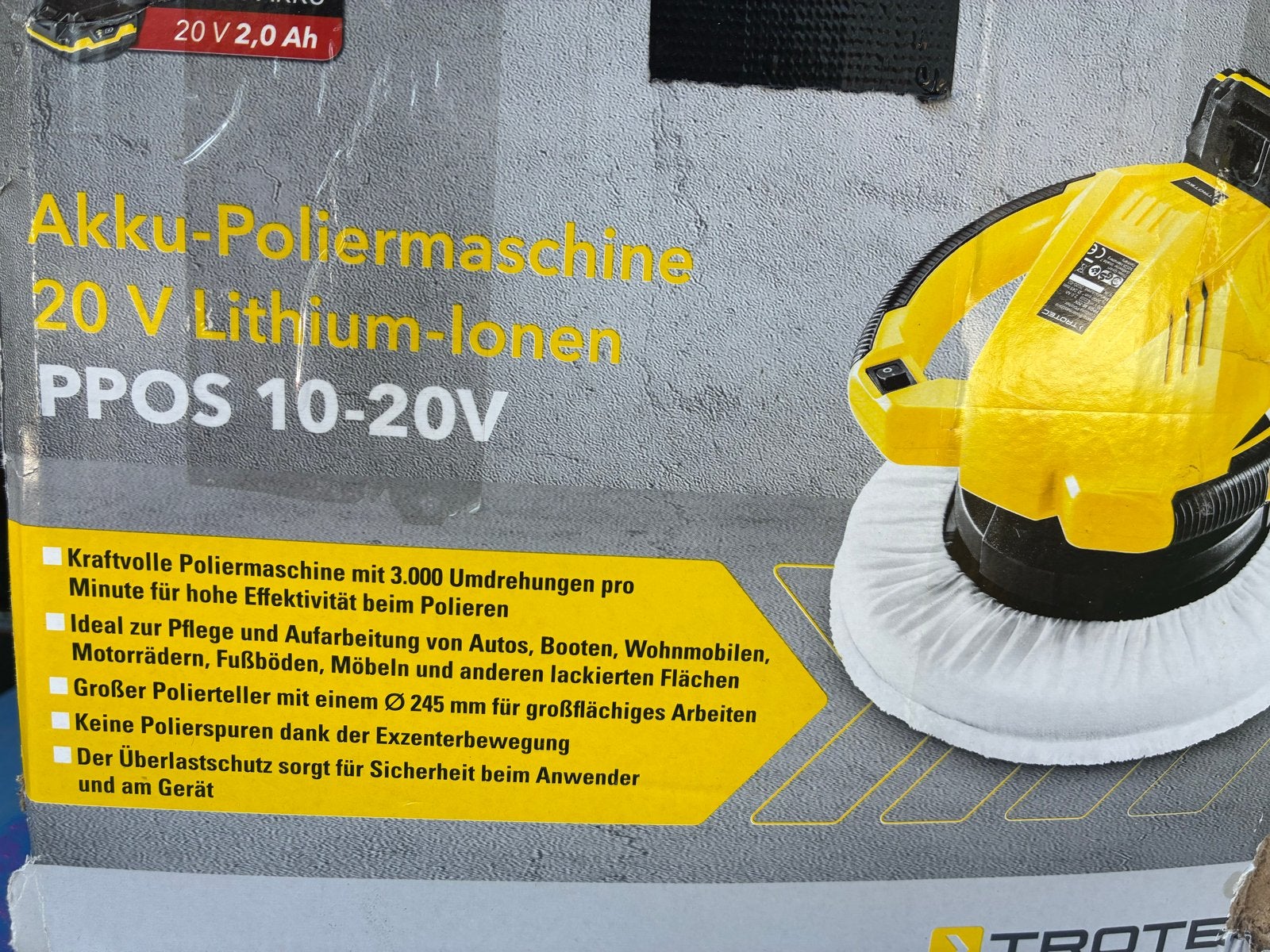 Trotec Accu polijst machine PPOS 10-20V met 1 accu's, Ophalen, Gebruikt