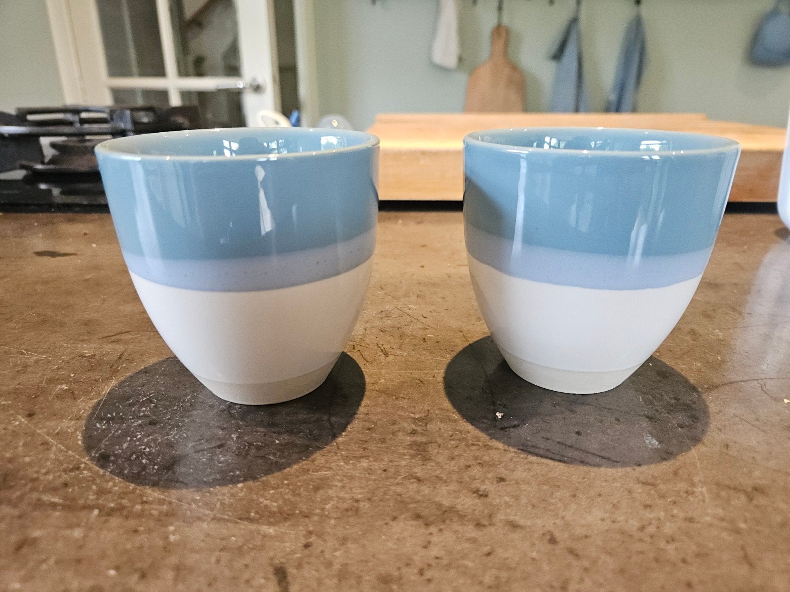 koffiemok 2x, Beker of Kan, Ophalen of Verzenden, Zo goed als nieuw, Stapelbaar