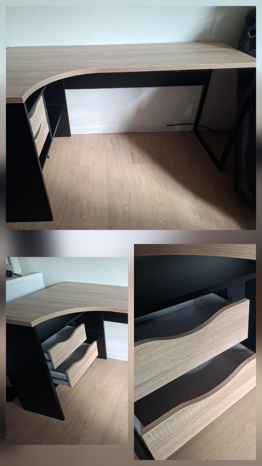 L-vormig bureau Hannover 76,8x145x81, Ophalen, Spaanplaat of MDF, Hoekbureau, Zo goed als nieuw