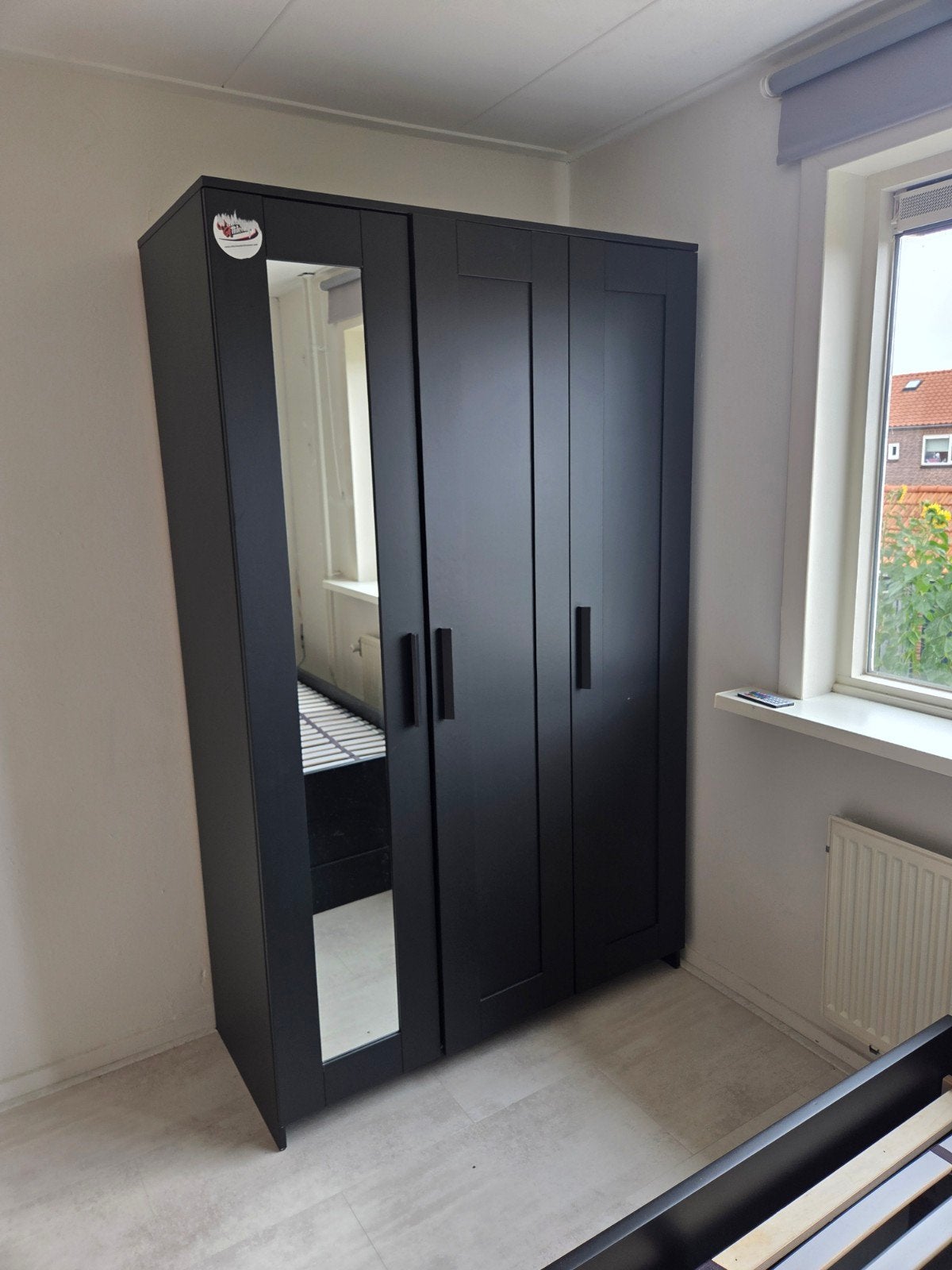 IKEA BRIMNES Kledingkast met 3 deuren, zwart, 117x50x190 cm, Ophalen, Met deur(en), Gebruikt, 100 tot 150 cm