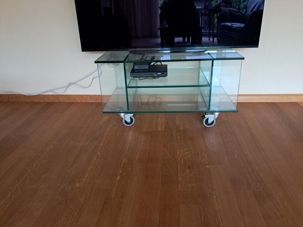 Glazen TV meubel, Ophalen, 50 tot 100 cm, Minder dan 100 cm, 25 tot 50 cm