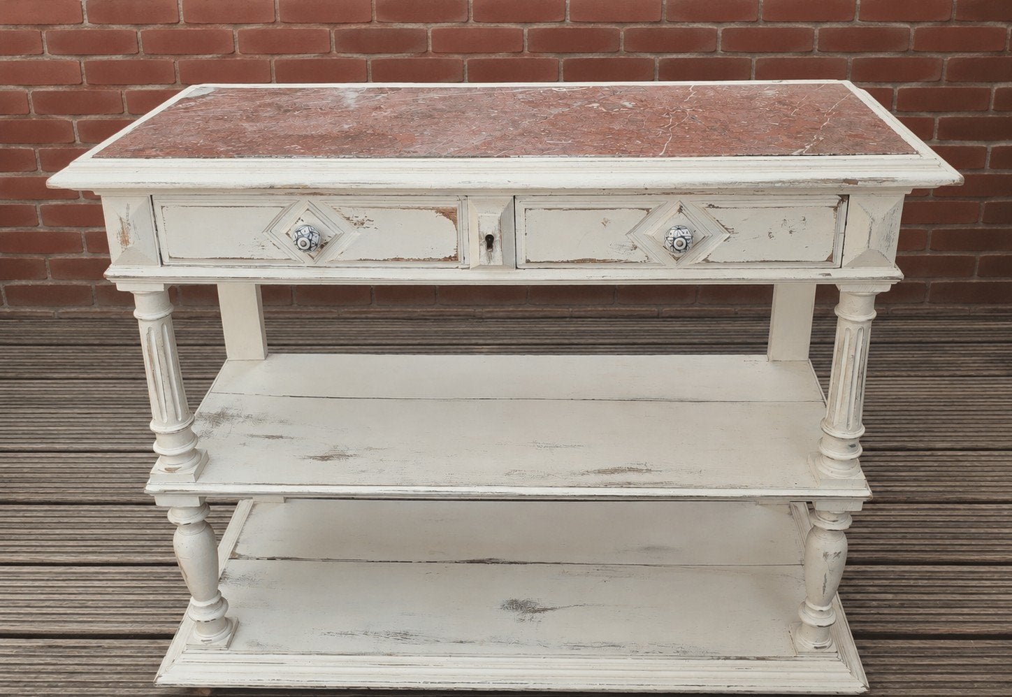 Antieke console tafel met marmeren blad, Ophalen