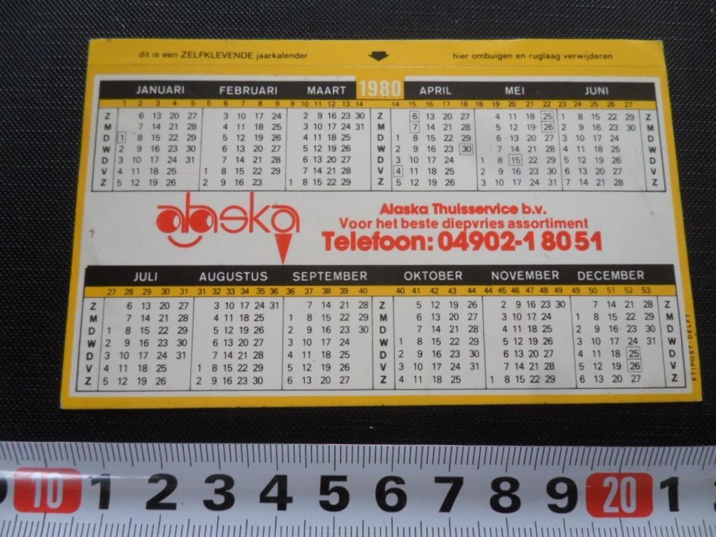 sticker Kalender 1980 Valkenswaard ALASKA Thuisservice, Ophalen, Zo goed als nieuw