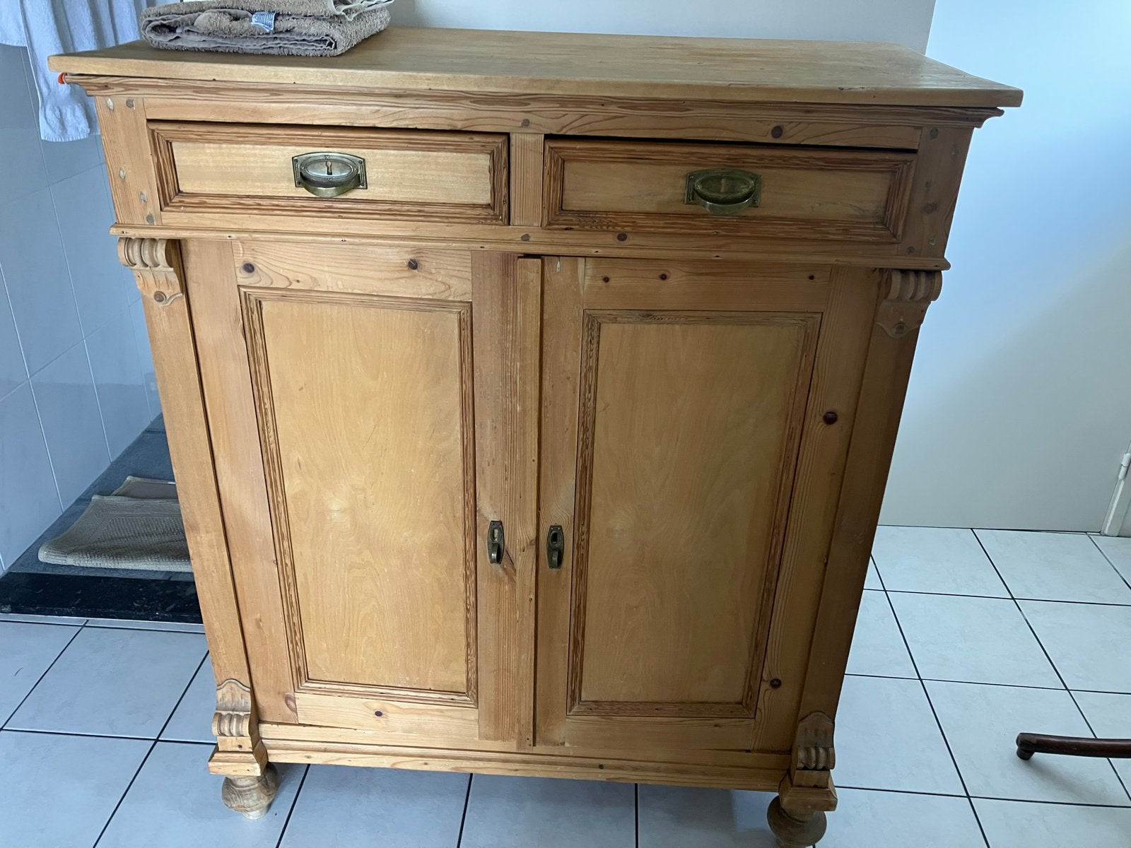 Houten commode met lades en deuren - 125x106x50 cm, Ophalen, Gebruikt, 100 tot 150 cm, Met lade(s)