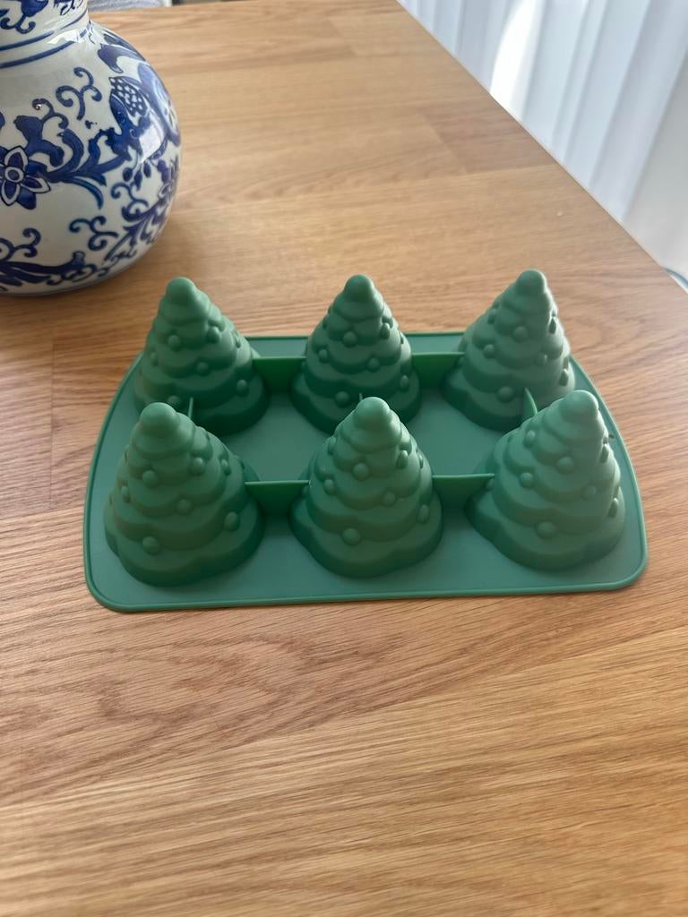 Siliconen bakvorm kerstbomen - Groen, Ophalen of Verzenden, Zo goed als nieuw, Rond