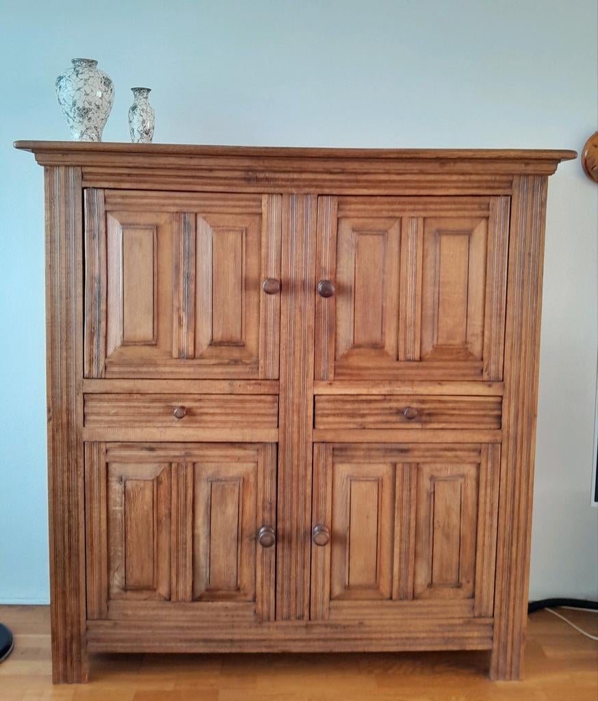 Massief eiken servieskast spelletjeskast, Ophalen, 100 tot 150 cm, Zo goed als nieuw, 150 tot 200 cm