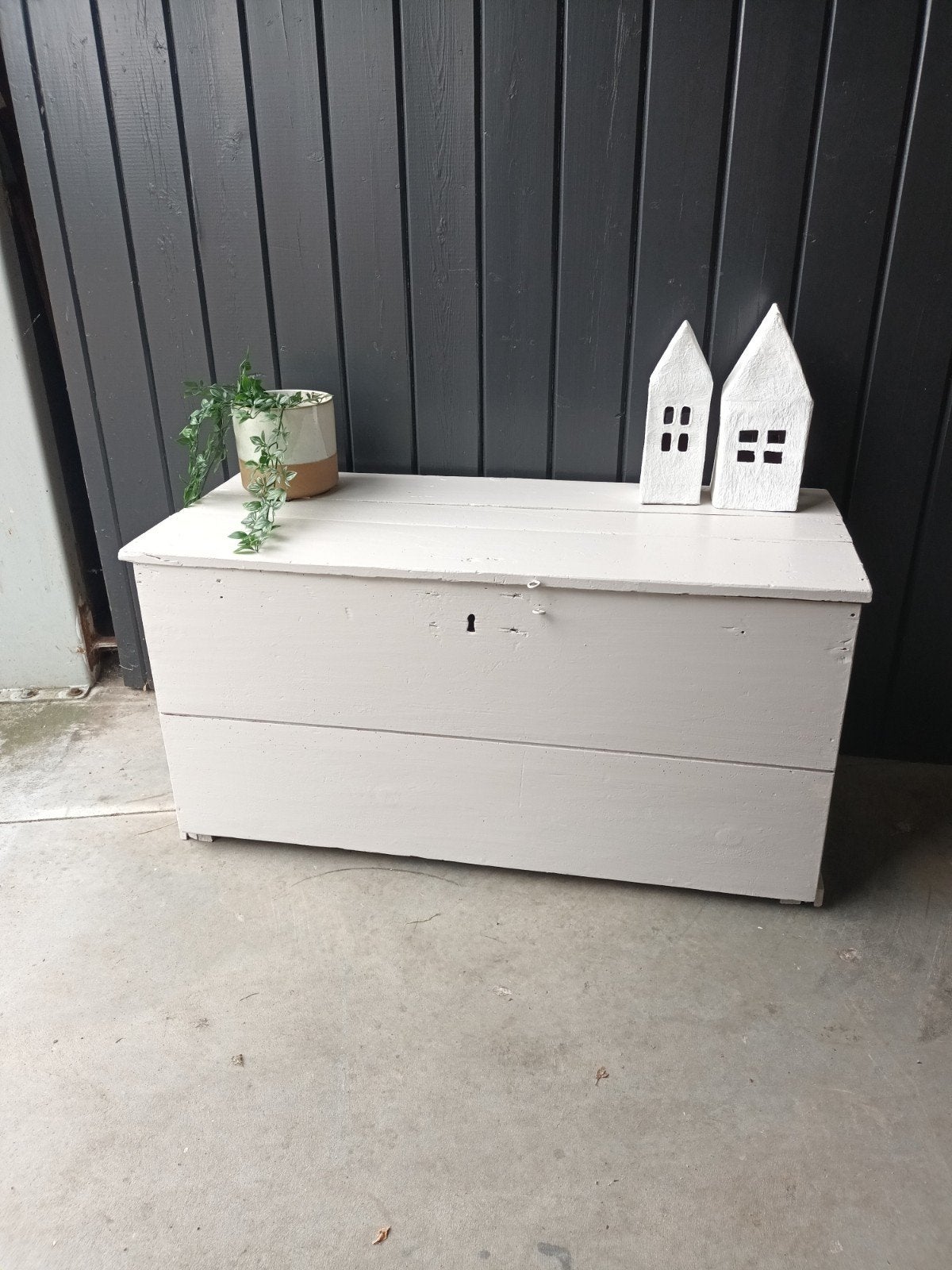 Grote oude houten kist speelgoedkist dekenkist, Ophalen of Verzenden