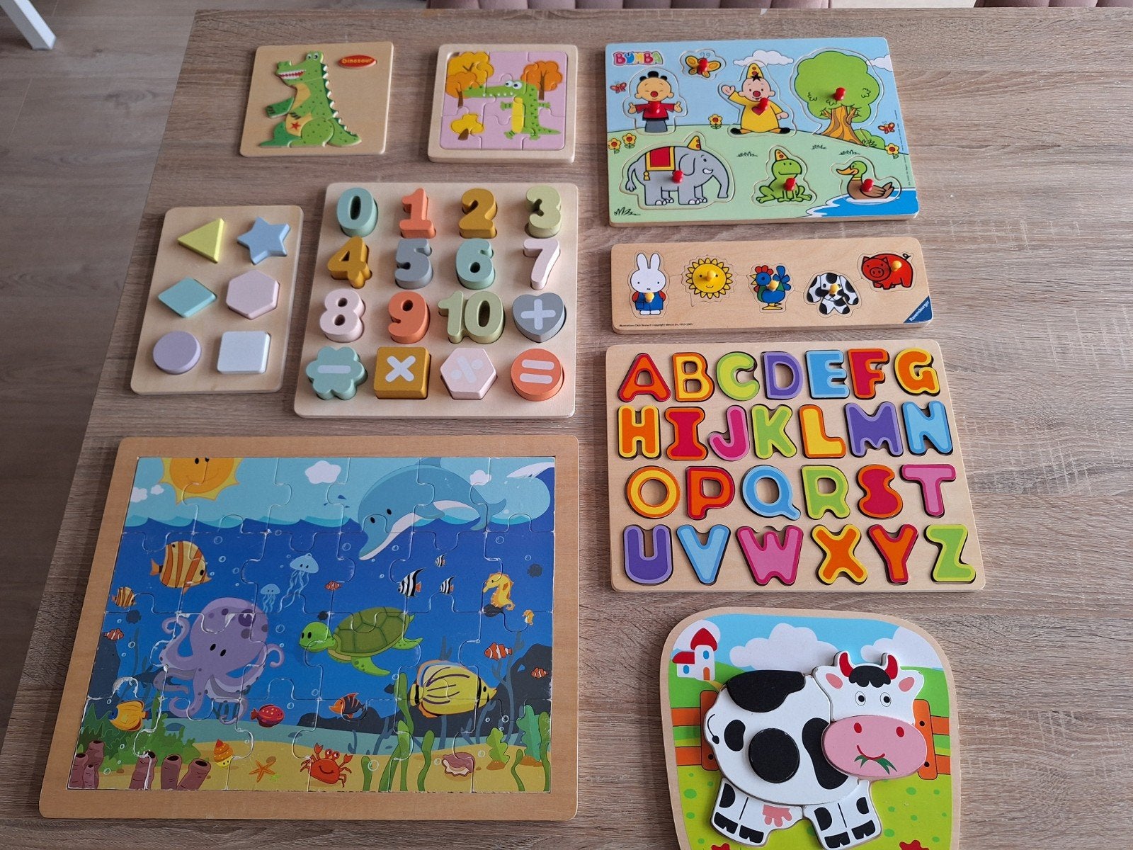 Houten puzzels voor kinderen - diverse thema's, Kinderen en Baby's, 2 tot 4 jaar, Gebruikt, 10 tot 50 stukjes, Ophalen of Verzenden