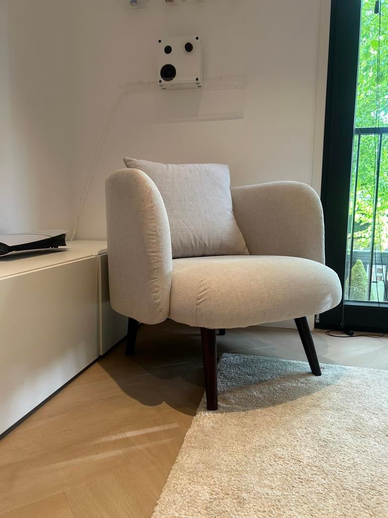 Ronde fauteuil, Huis en Inrichting, Fauteuils, Zo goed als nieuw, Hout, Stof, Ophalen