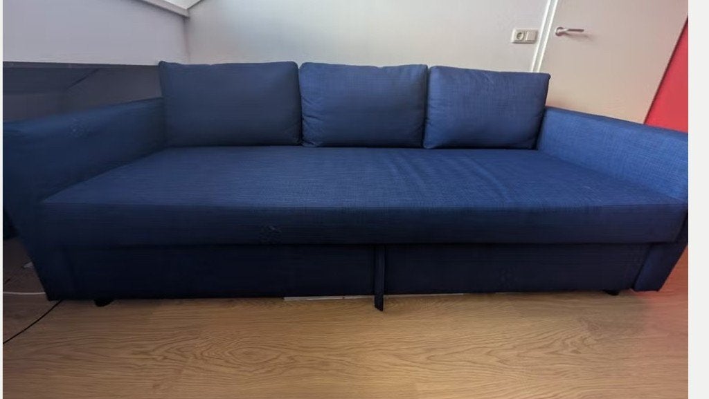 Donkerblauwe slaapbank - zo goed als nieuw, Ophalen, Blauw, Tweepersoons, Zo goed als nieuw