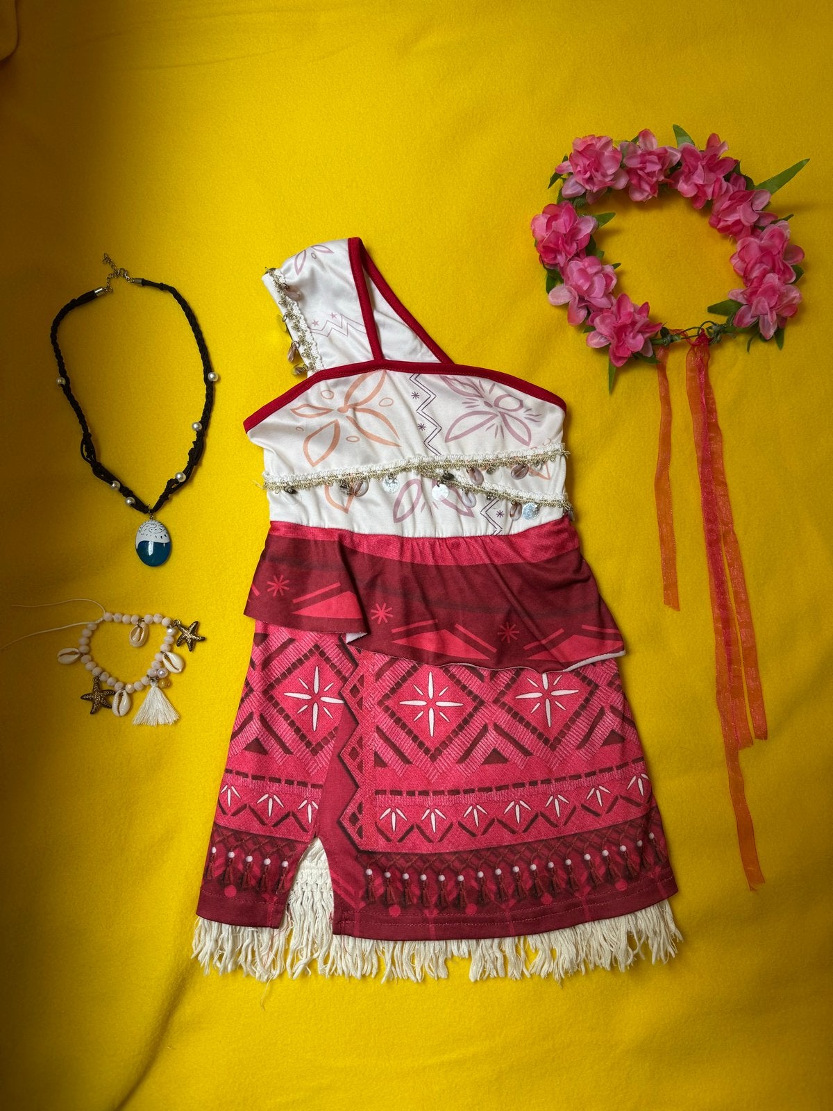 Vaiana Moana jurk met accessoires - Maat 100, Ophalen, Zo goed als nieuw, 104 of kleiner, Meisje