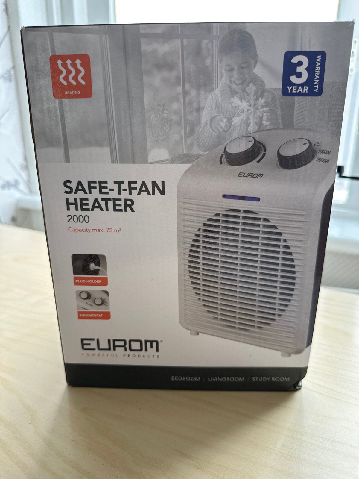 Eurom Safe-T-Fan Heater 2000 - Elektrische Kachel, Ophalen, Tafel- of Grondventilator, Verwarmen, Minder dan 60 m³