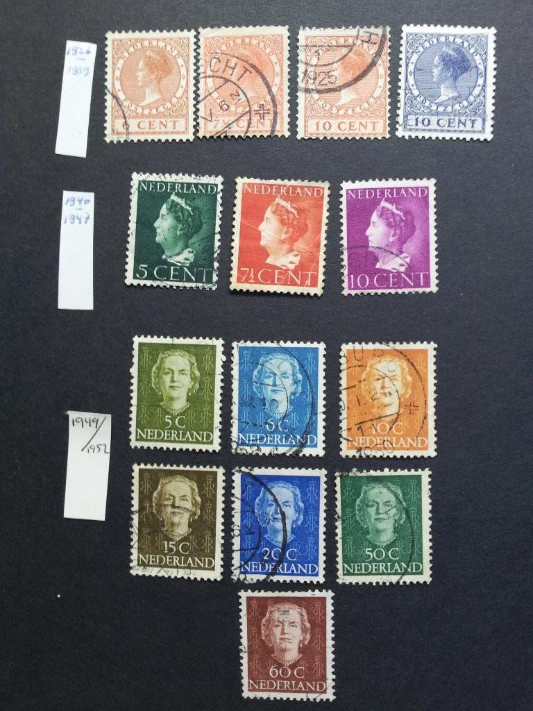 Nederland kopjes Koningin Wilhelmina-Juliana 1926-52 gestemp, Ophalen of Verzenden, T/m 1940, Gestempeld