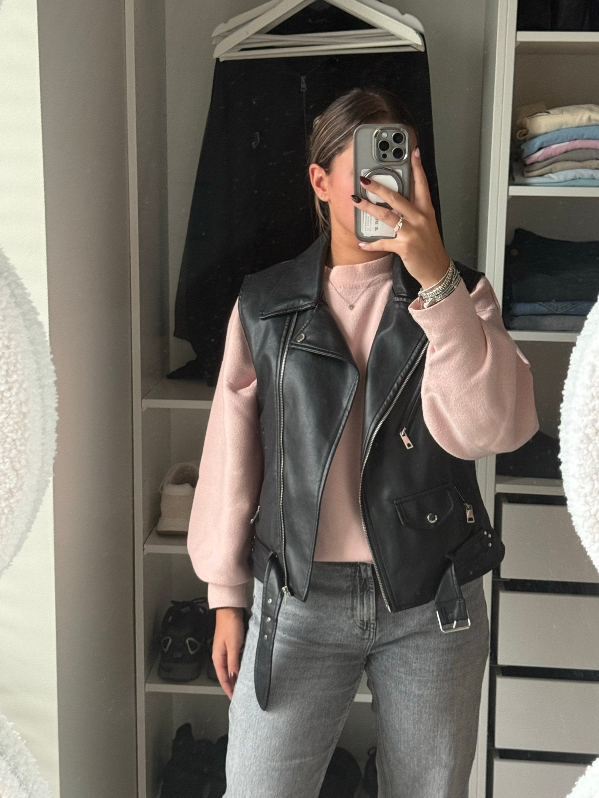 Leren Gilet - Miss Sissi - Zwart - Maat XL (past S/M), Ophalen of Verzenden, Zo goed als nieuw