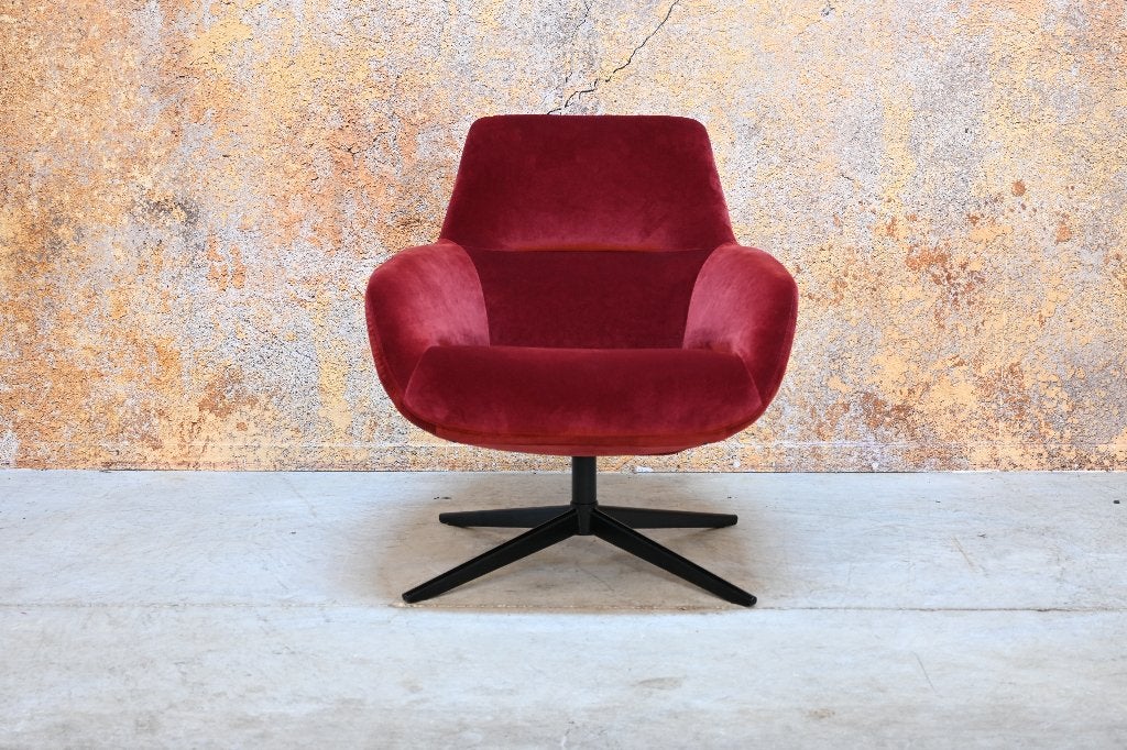 ZGANieuw fraaie rode stoffen Topform design draaifauteuil