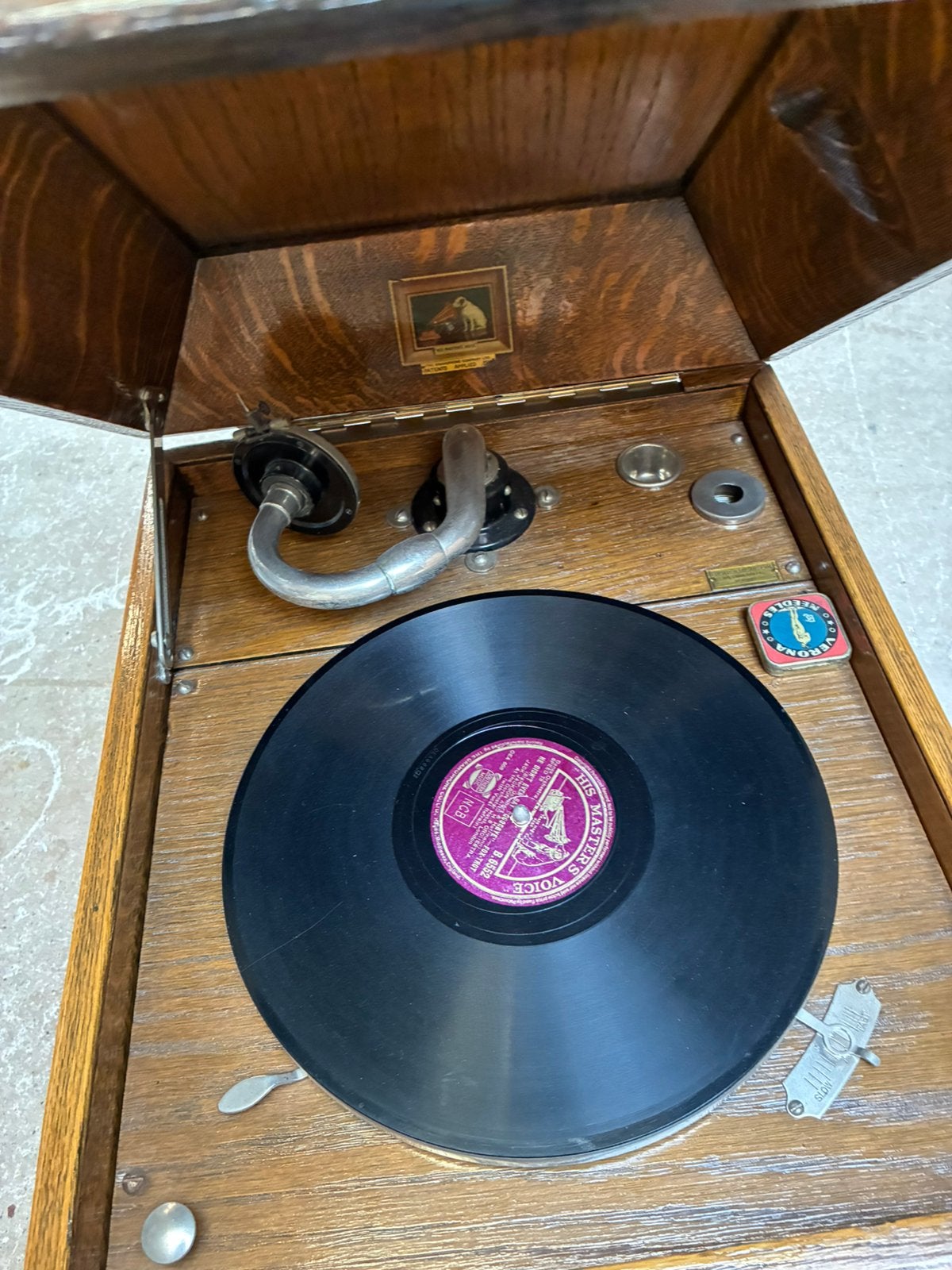 Antieke Platenspeler/grammafoon met zwengel, Audio, Tv en Foto, Ophalen of Verzenden, Gebruikt, Overige merken, USB-aansluiting
