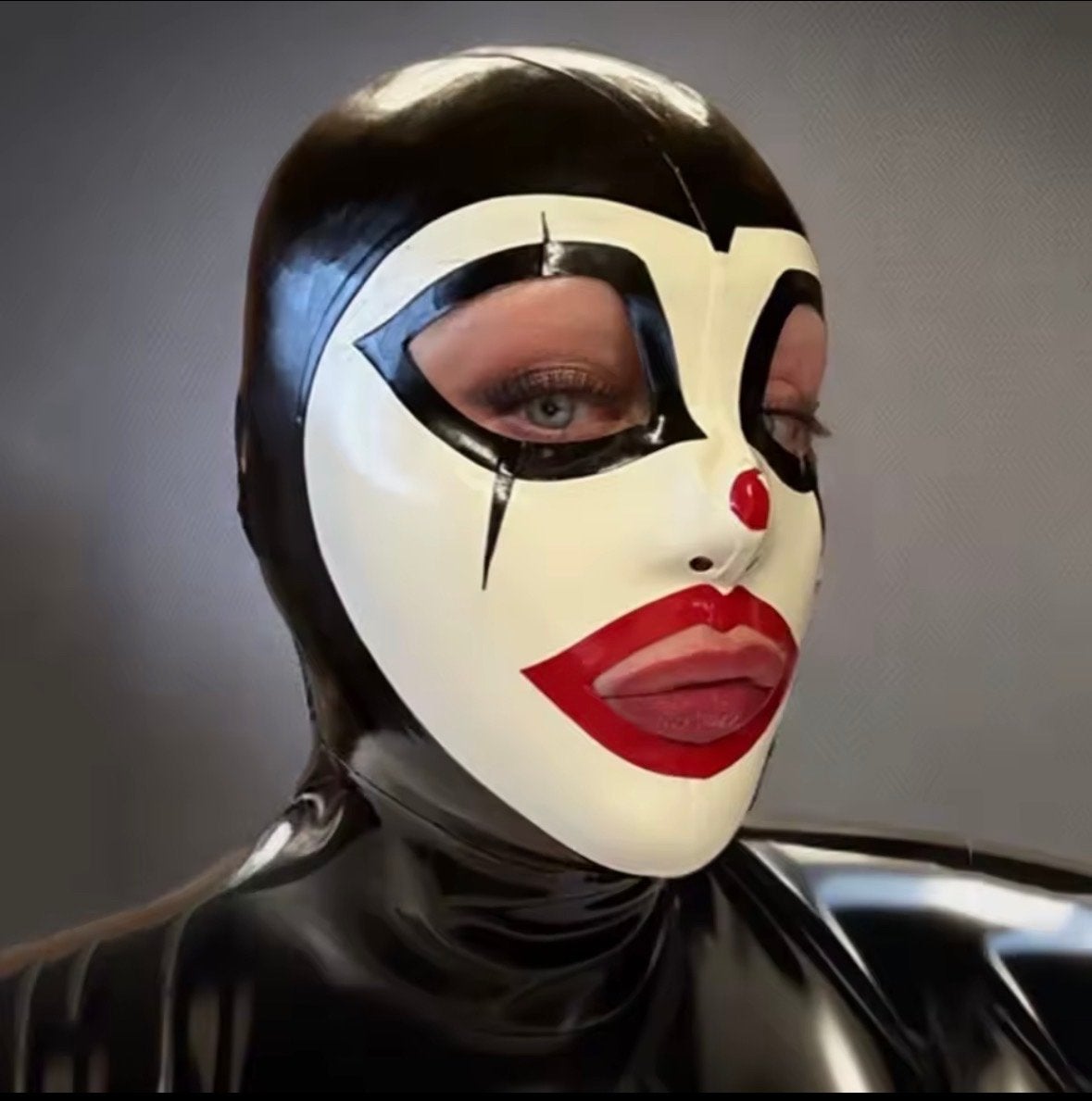 Latex Clown Masker - Maat L - BDSM Kinky Fetish, Ophalen of Verzenden, Gebruikt, Overige typen, Overige