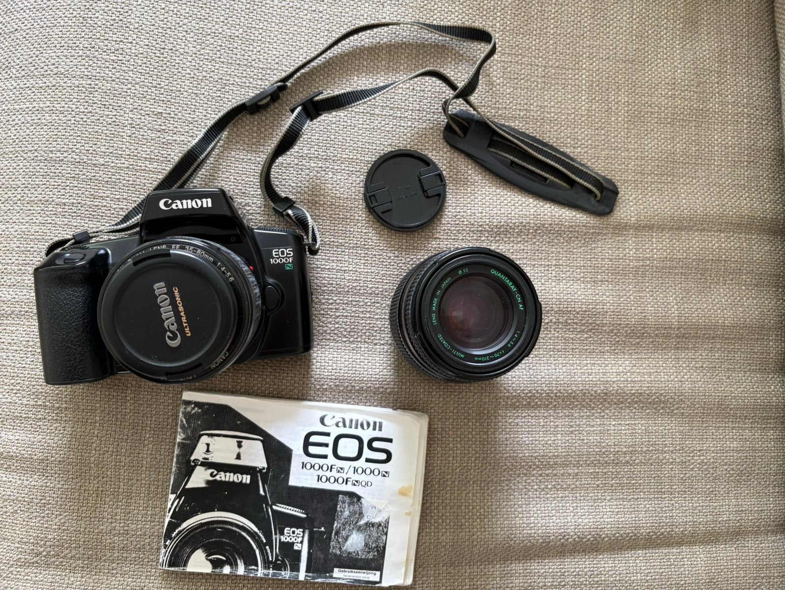Canon EOS 1000 FN fotocamera + extra lens + tassen, Audio, Tv en Foto, Fotocamera's Analoog, Ophalen of Verzenden, Gebruikt, Spiegelreflex