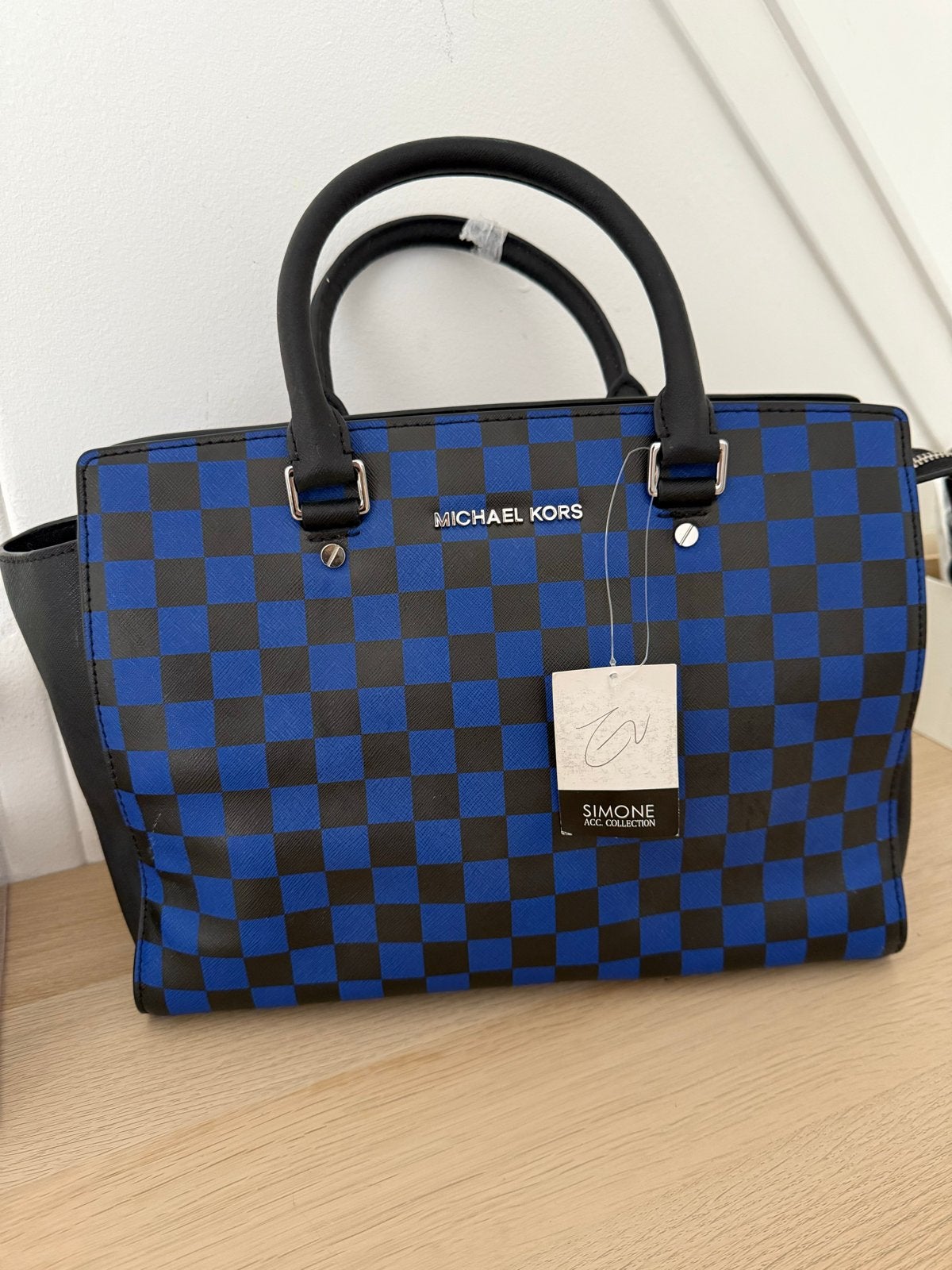 Originele Michael Kors  - Blauw/Zwart Geblokt, Ophalen of Verzenden, Nieuw, Blauw, Handtas