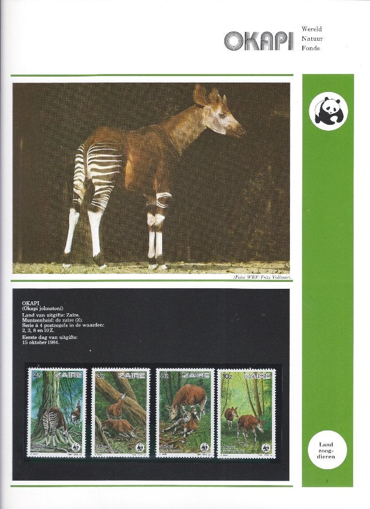 Zaire Okapi bedreigde diersoorten wwf wnf 1984 +4fdc+pfr., Ophalen of Verzenden, Tanzania, Postfris