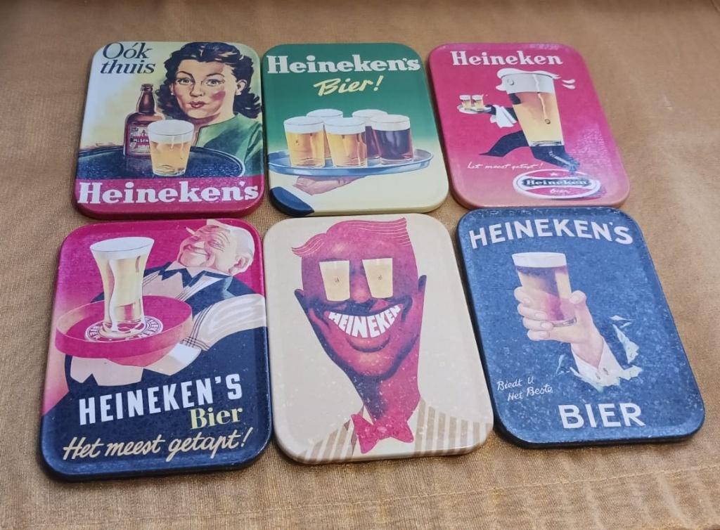Heineken onderzetters van blik, Verzamelen, Biermerken, Ophalen of Verzenden, Zo goed als nieuw, Overige typen, Heineken