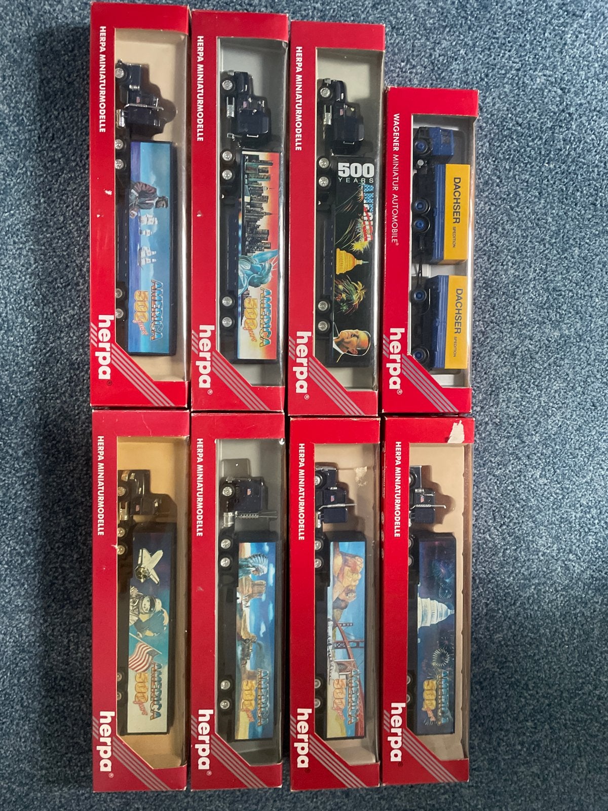 Herpa 1:87 Vrachtwagens - America 500 jaar & Dachser, Overige merken, 1:50 of kleiner, Nieuw, Ophalen of Verzenden