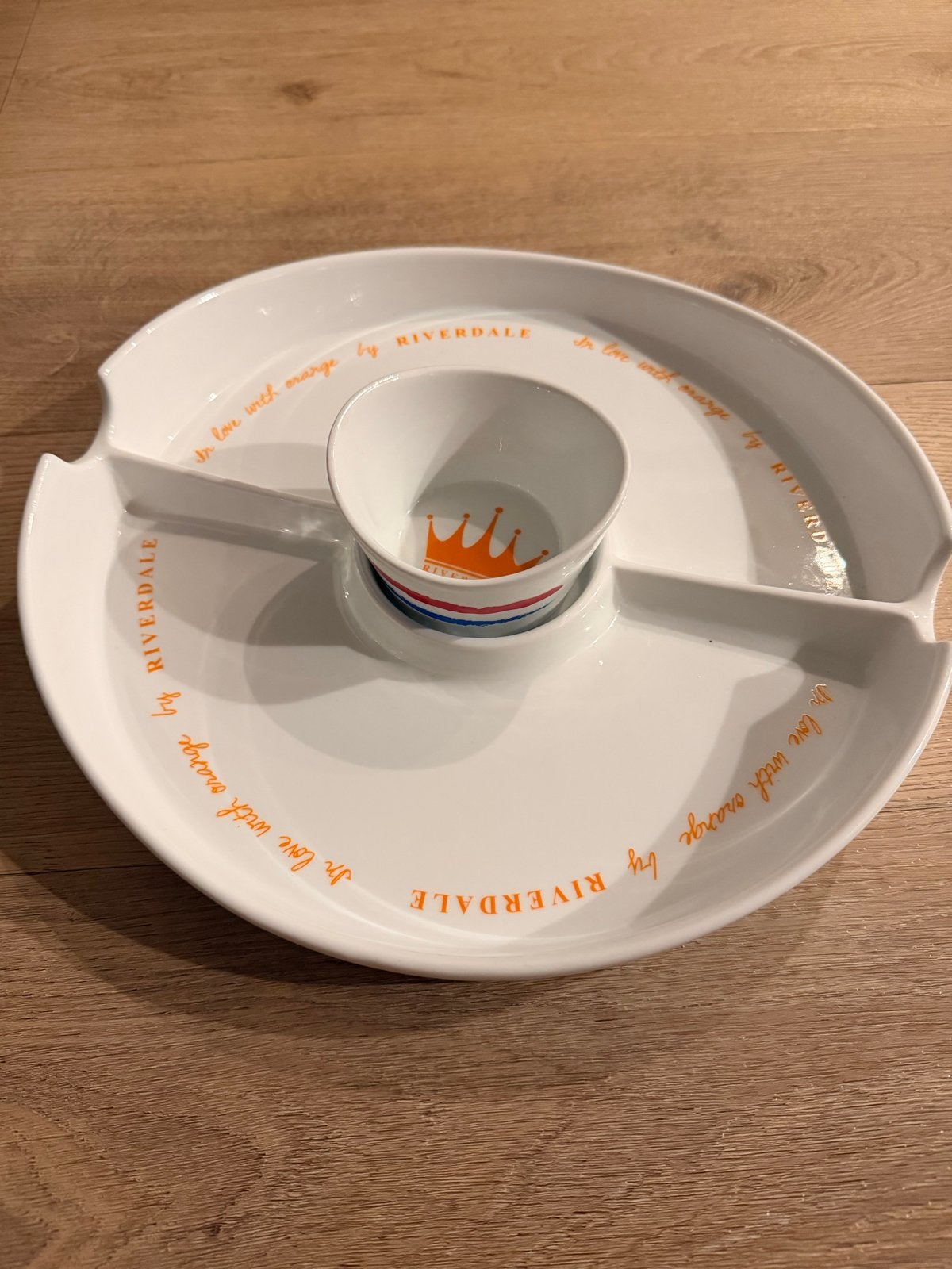Riverdale 'In love with orange' serveerschaal met dipkom, Ophalen, Overige typen, Zo goed als nieuw, Steen/keramiek