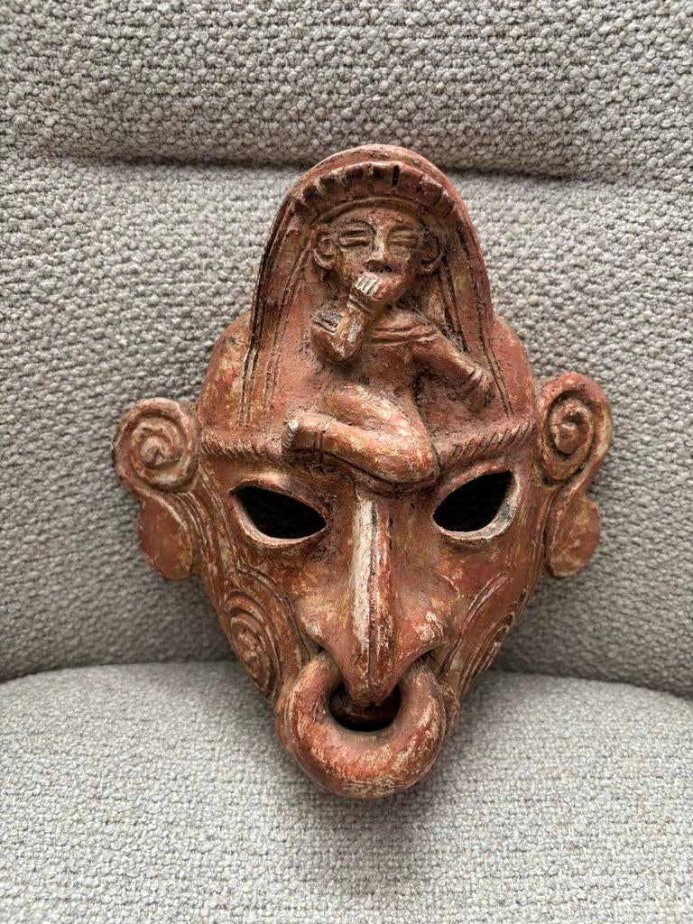 Terracotta decoratie masker pre Colombiaanse stijl, Antiek en Kunst, Kunst | Niet-Westerse kunst, Ophalen of Verzenden