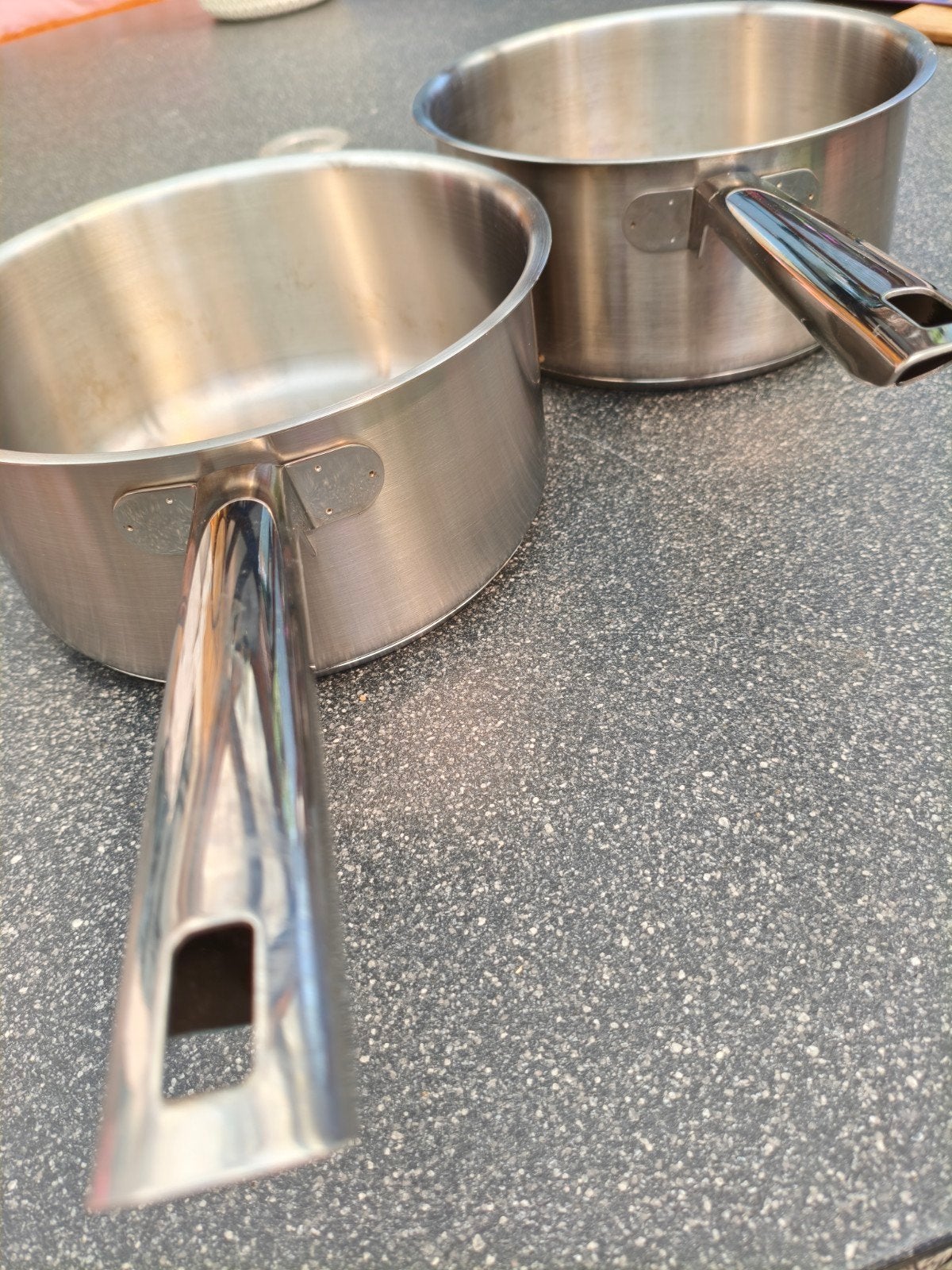 2x TGFF RVS Steelpan - 20 cm, 2,5 liter inhoud, Gebruikt, Ophalen of Verzenden, Rvs, Kookpan