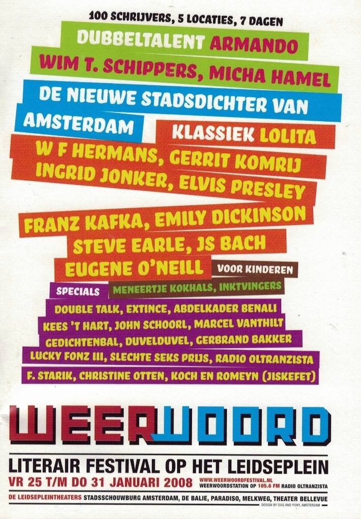 Weerwoord - Literair festival op het Leidseplein Amsterdam., Verzenden, Nieuw