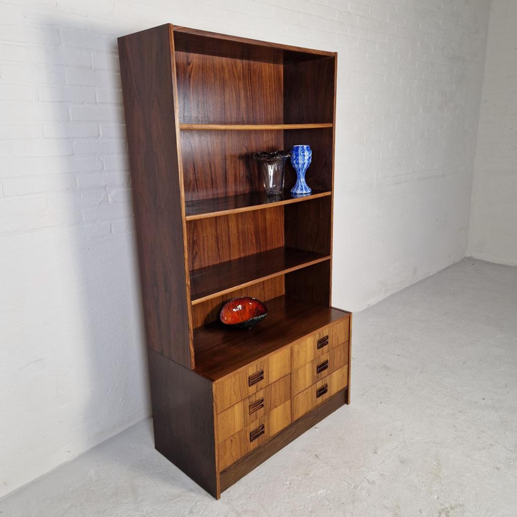 Deens design boekenkast met ladekast, jaren 70, Ophalen, Met plank(en), Gebruikt, Deens design, Vintage, Jaren 70