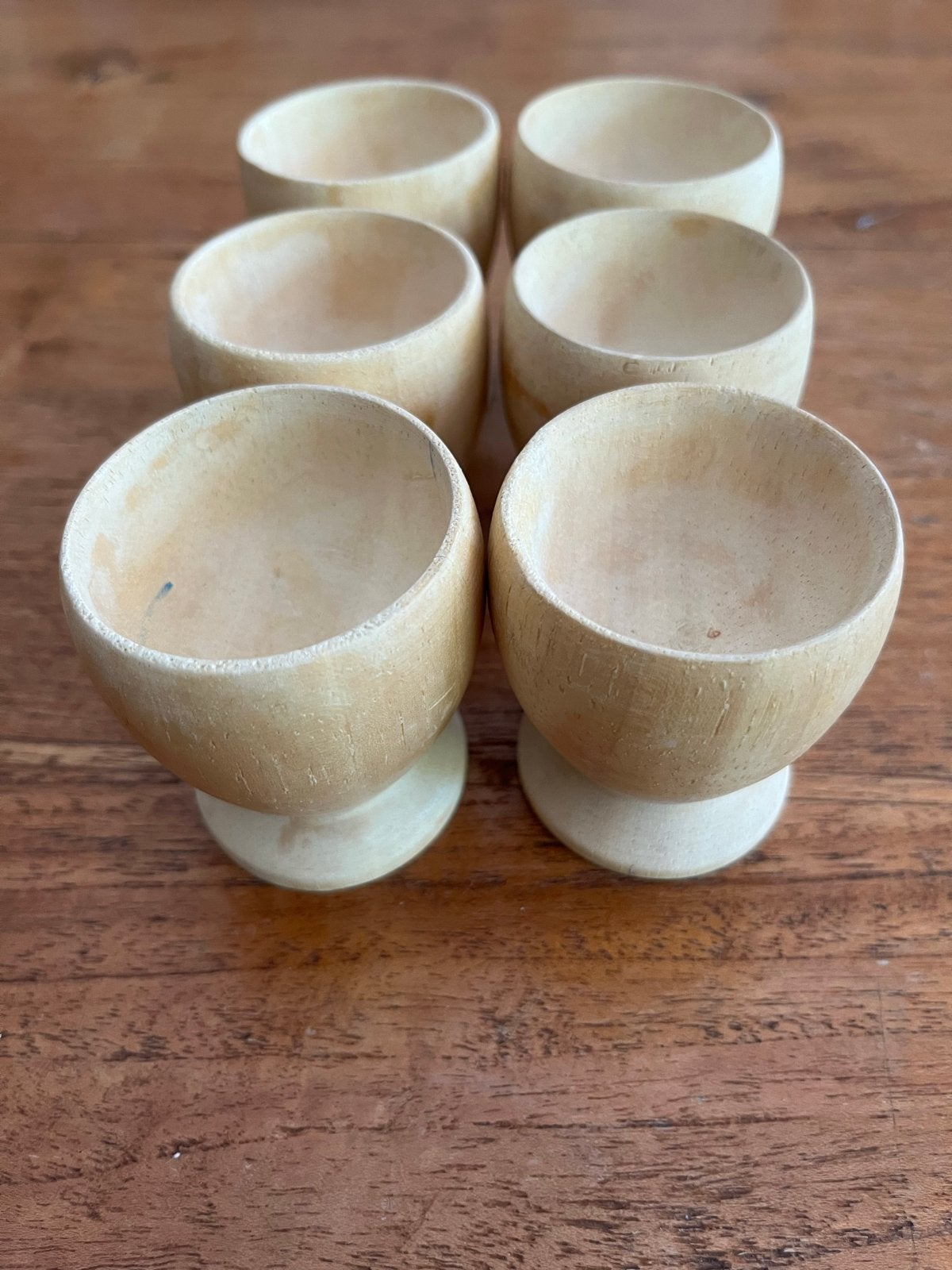 6x Houten Eierdopjes - Vintage, duurzaam en geen plastic, Hout, E, E, E
