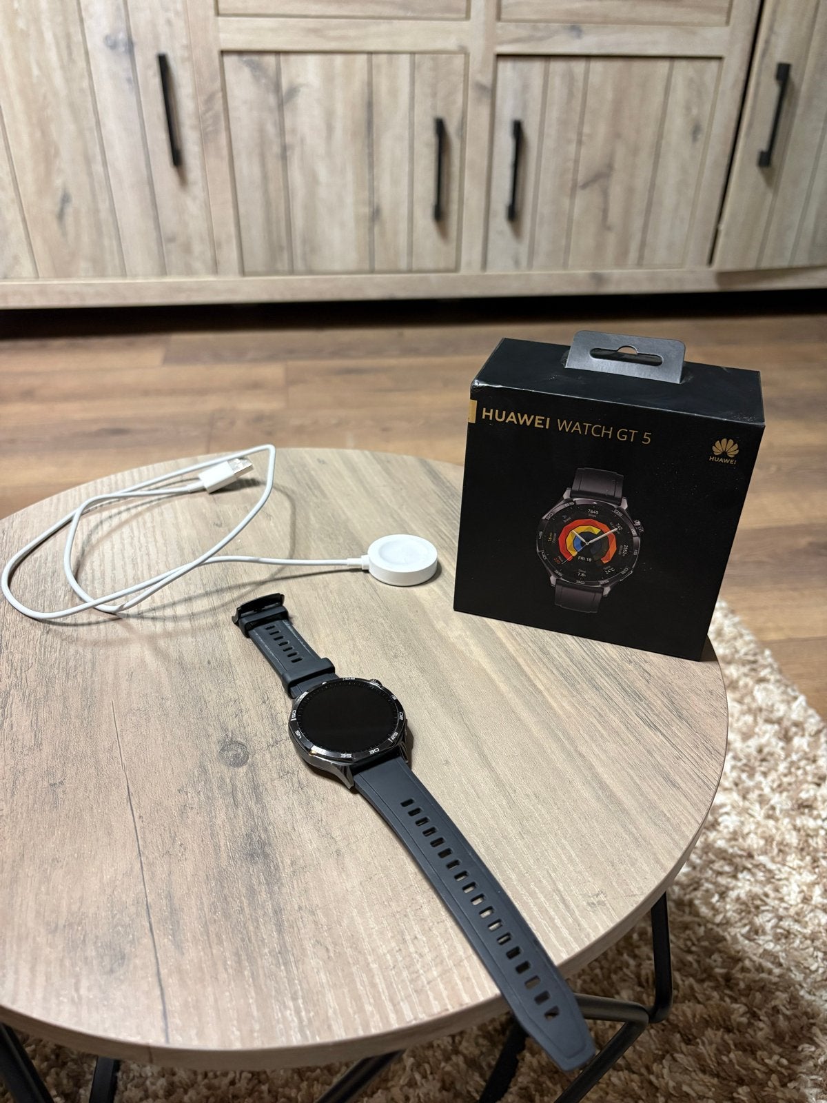 Huawei Watch GT 5 46mm Zwart - Zo goed als nieuw, Afstand, Zwart, Ophalen of Verzenden, Zo goed als nieuw
