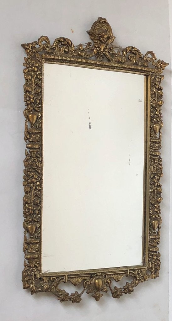 Antieke spiegel brons Napoleon / Rococo stijl, Antiek en Kunst, Ophalen