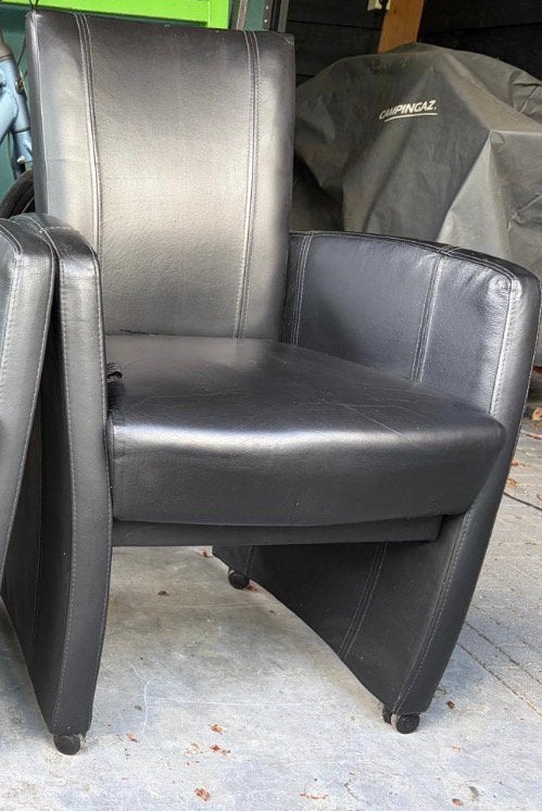 2 lederen fauteuils gratis!, Ophalen, Gebruikt, 50 tot 75 cm, Leer