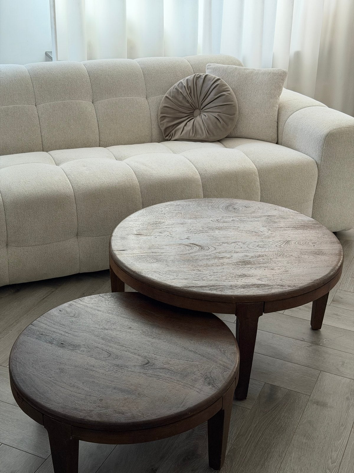 Salontafelset rond - 2 stuks, hout, Ophalen, Gebruikt, Rond, 50 tot 100 cm