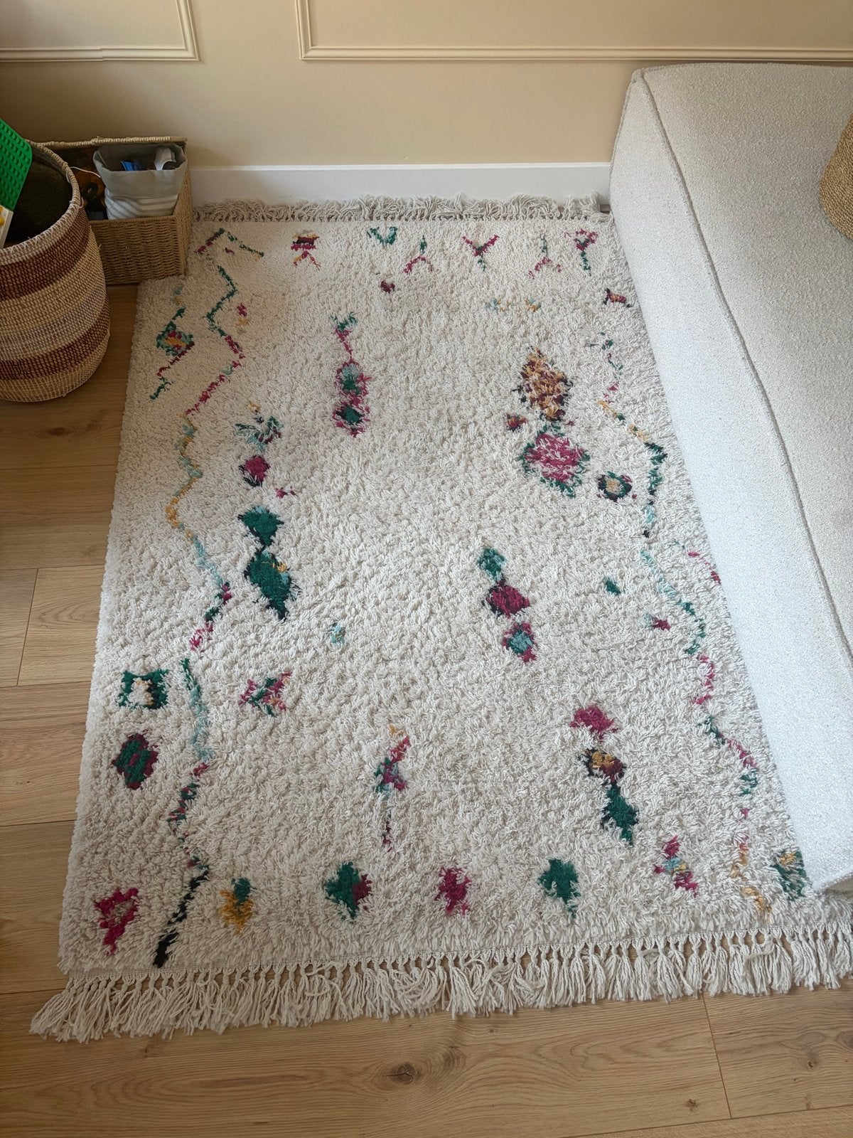 Vloerkleed La Redoute 120x175 cm - Huisdier- en rookvrij, Ophalen, 100 tot 150 cm, Zo goed als nieuw, Crème