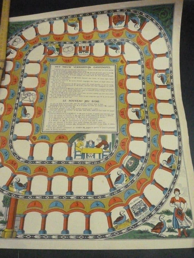 Antieke centsprent het nieuw vermakelijk ganzenspel 1900, Ophalen of Verzenden