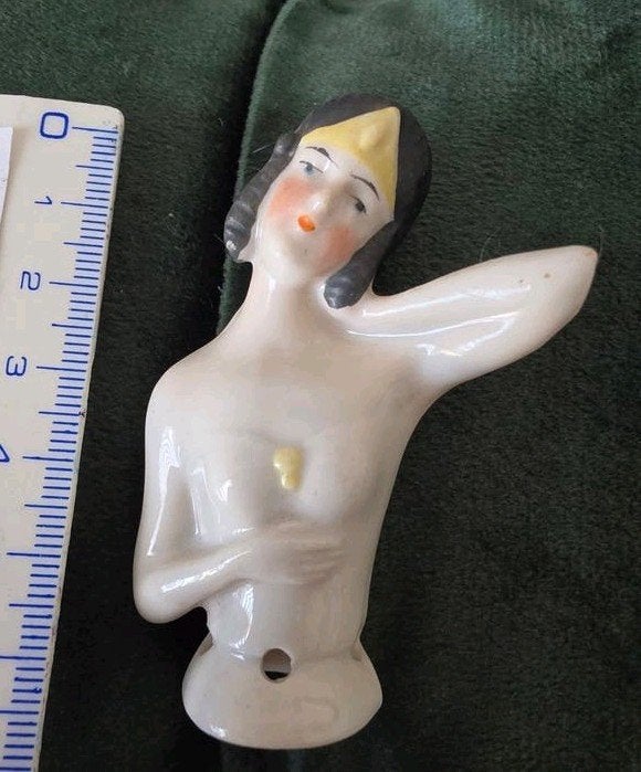 Antieke Art Deco Porseleinen Half Doll (ca. 1920), Ophalen of Verzenden