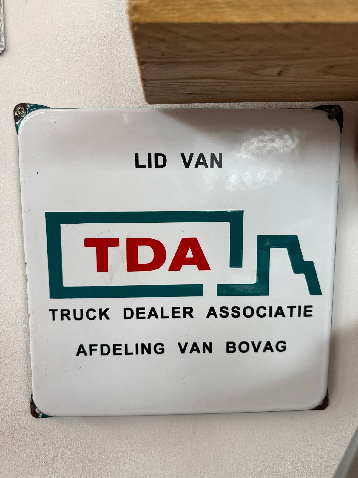 Emaille bord TDA Truck Dealer Associatie Bovag, Ophalen of Verzenden