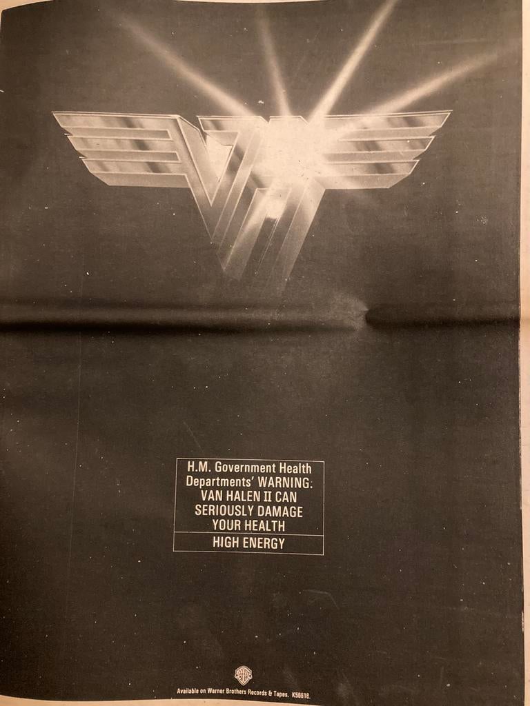 VAN HALEN II release A3 advertentie, Ophalen of Verzenden